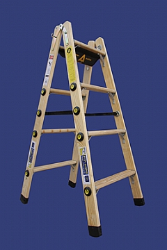 סולם עץ רב מקצועי 3.12 מ' שלבים רחבים - תו תקן סולמות חגית