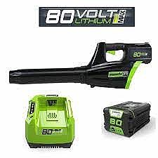 מפוח עלים חשמלי 80V PRO(חדש) + סוללה 2.0Ah + מטען מהיר greenworks