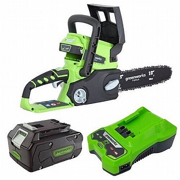 מסור שרשרת 24V+סוללה 4A+מטען מהיר greenworks