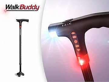 מקל הליכה למבוגרים חכם, נטען USB עם רדיו FM מובנה, פנס ולחצן מצוקה