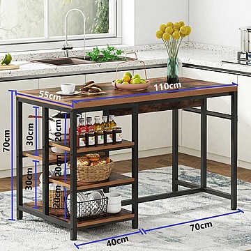 שולחן אי למטבח מעץ בשילוב מתכת