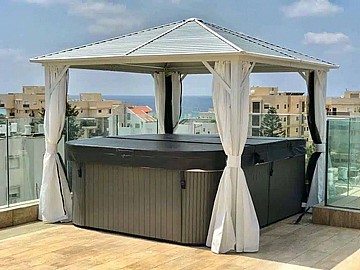גזיבו אלומיניום מפואר לגינה 3X3 עם וילון