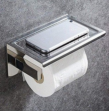 מתקן נייר טואלט ללא קידוח עם משטח לטלפון
