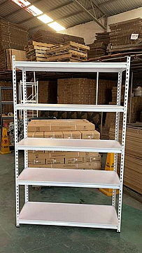 כוננית מדפים מתכת למחסן 200X100X30 פרימיום – לבן