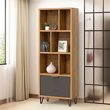 ספרייה מדפים כוורת עם ארונית מעוצבת רוחב 60 סמ