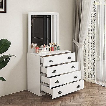 שידת איפור 4 מגירות עם מראה גדולה ברוחב 80 ס