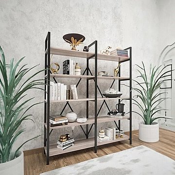 ספריה כפולה בעלת חמישה מדפים רוחב 150 סמ'
