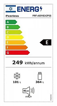 מקרר 4 דלתות 393 ליטר דלת זכוכית שחורה Peerless