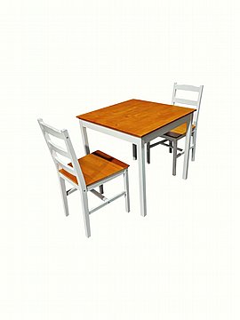 שולחן אוכל עץ 75X75 סמ' עם 2 כיסאות