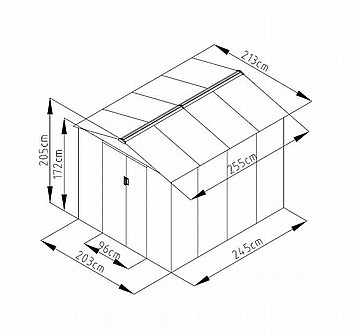 מחסן גינה מתכת במידות 2.13X2.55 דגם ID79