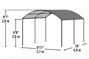 גזיבו לרכב / חניה לרכב – חניונית MONARC במידות 2.70X4.90