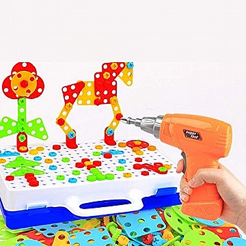 משחק הרכבה עם מברגה חשמלית לילדים 237 חלקים