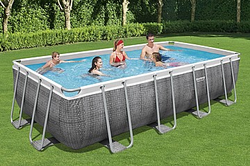 בריכה מלבנית אולטרה BESTWAY דגם 56998 , גודל : 5.49X2.54 מטר דמוי ראטן