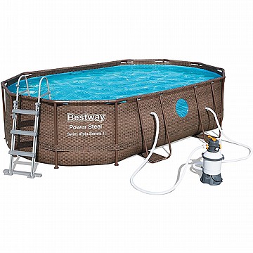 בריכה אובלית אולטרה VISTA BESTWAY דגם 56946 , 4.88X3.05X1.07 מטר